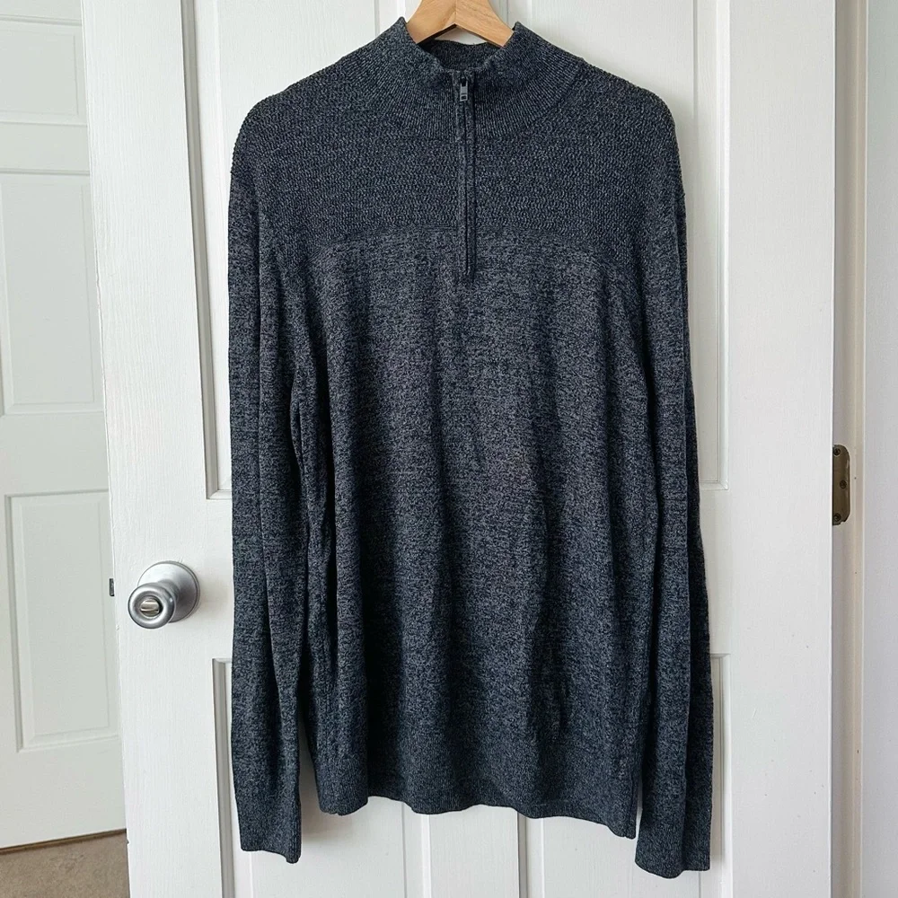 NEW! Banana Republic Men’s Premium Luxe Yarn 1/4 Zip Sweater Charcoal Size L